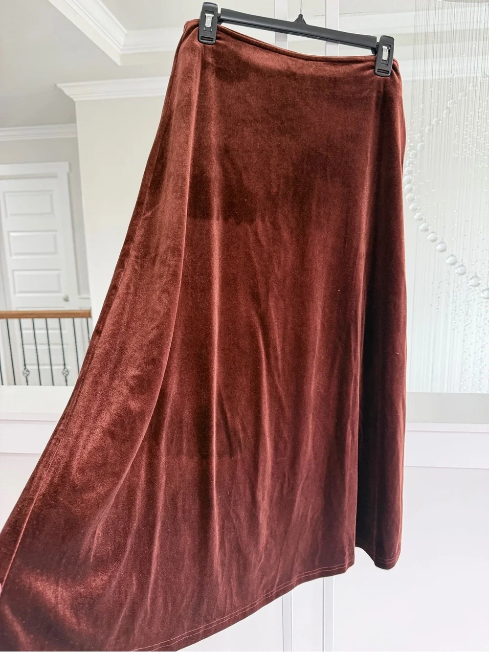 Commense Velvet A-Line Midi Skirt